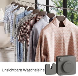 Uittrekbare Waslijn - Waskabel Binnen - Kleding Drogen - Robuuste Staaldraad - 48 Meter - Zwart — thumbnail 5