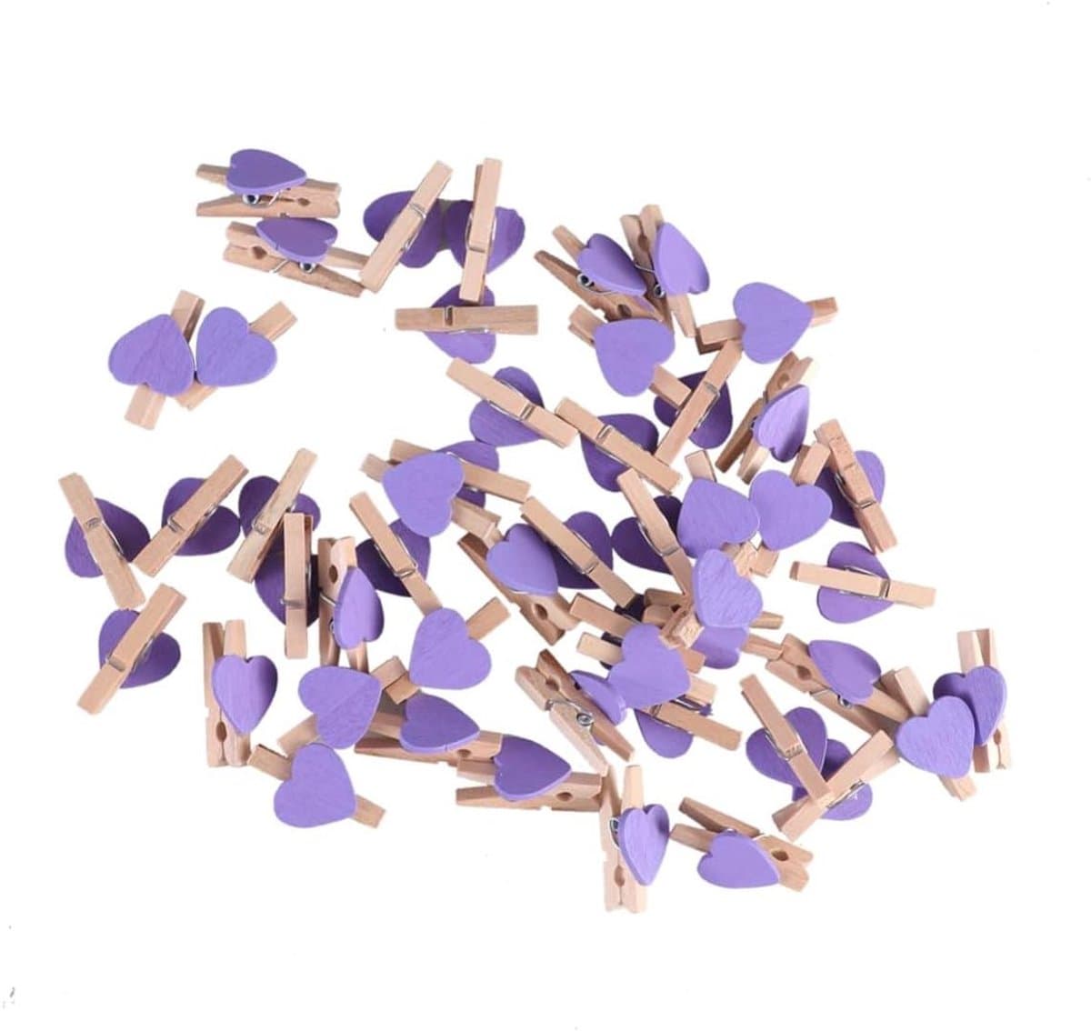 Houten Knijpers - Kleine Clips Decoratieve Knijpers - Foto's Ophangen - Hartvormig - 3 cm - Paars — afbeelding 1