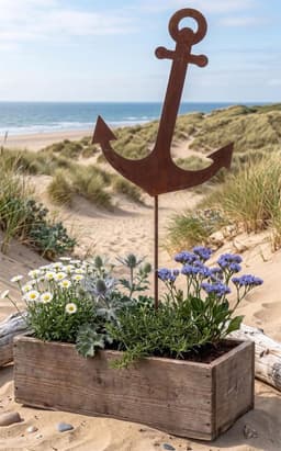 Tuindecoratie Anker - Tuinplug Roest Metaal - Buiten Decoreren - Roestlook Patina - 14 x 40 cm - Bruin — thumbnail 1