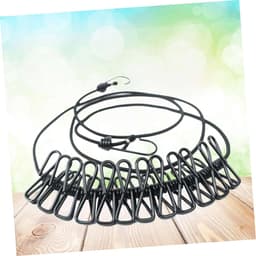 Camping Waslijn - Draagbaar Droogtouw - Kleding Drogen - Elastisch Met Haken - 190 cm Lengte - Zwart — thumbnail 2