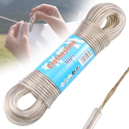 Waslijn caravan - Beige - 30 meter - Stalen kern met PVC coating - Voor buitengebruik en zware was — thumbnail 1