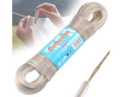 Waslijn caravan - Beige - 30 meter - Stalen kern met PVC coating - Voor buitengebruik en zware was
