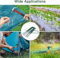 Grondanker - Half Groen - 150 mm lang, 25 mm breed, 3 mm dik - Verzinkt Stalen U-vormige Tuinharingen - Voor Tuin en Moestuin — thumbnail 2