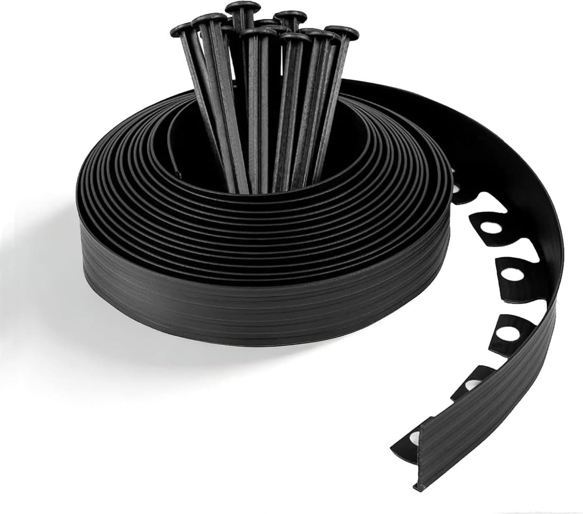 Grondanker - Zwart - 10 m x 5 cm - Flexibele Kunststof Gazonrand - Voor Tuinafscheiding en Gazon — afbeelding 1