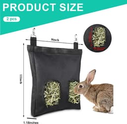 Hooitas Kleine Dieren - Voer Dispenser - Voer Opslag - Dubbel Gat Ontwerp - 30 cm Lengte - Zwart — thumbnail 5