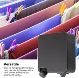 Dailygoods- Kledinglijn Intrekbaar - Roestvrij Staal - 6m Lengte - 25kg Belasting - Eenvoudige Installatie - Geschikt voor Binnen/Buiten - Waslijn — thumbnail 3