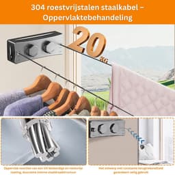 CRLYN® Waslijn Uittrekbaar - Drooglijn Oprolbaar - Roldrooglijn — thumbnail 4
