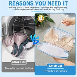 Dailygoods- Wasnet Set van 3 - Bescherming voor Beha's - Fijnmazig Netmateriaal - Lichtblauw - 20 x 34,5 cm - Voor Gevoelige Kledingstukken - Waszak — thumbnail 5