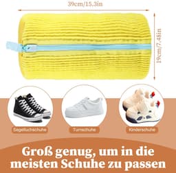 Dailygoods - 2 stuks schoenwaszakken, waszak, waszak, verbeterde schoenentas, multifunctionele bescherming, schoenwaszak voor wasmachine, anti-vervorming, sneakers, waszak, herbruikbare schoenen, waszak (geel) — thumbnail 5