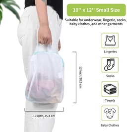 Dailygoods - OTraki 2 stuks wasnetten met handgrepen, 10 x 12 inch wasnet voor wasmachine met grote opening, hangende waszakken klein voor beha, lingerie, ondergoed, sokken en babykleding — thumbnail 4