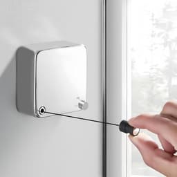 Waslijn Uittrekbaar - Drooglijn Binnen - Ruimte Besparen - Verstelbaar tot 4.2m - Compact Ontwerp - Zilverkleurig — thumbnail 1