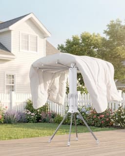Liverna® Verrijdbaar Droogrek met Wielen – Inklapbaar – 10m Drooglengte – Wasrek voor Balkon, Tuin & Binnen – Wit — thumbnail 2