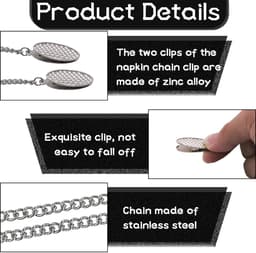 Dailygoods- Servettenklemmen 3 Stuks - Roestvrij Staal - Metalen Servetketting - Kleding Bescherming - Stevige Klemmen - Duurzaam Materiaal - Slabbetje — thumbnail 4