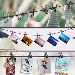 Dailygoods- Waslijn Uittrekbaar 180/360 cm - Draagbare Waslijn - Winddicht - 12 Clips - Roestbestendig - Duurzaam Elastisch Touw - Waslijnset — thumbnail 3