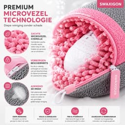 Schoenwaszak - Waszak voor schoenen - Herbruikbaar - Wasmachine&Droger - voor Sneakers en Tennisschoenen- Grijs/Pink — thumbnail 5
