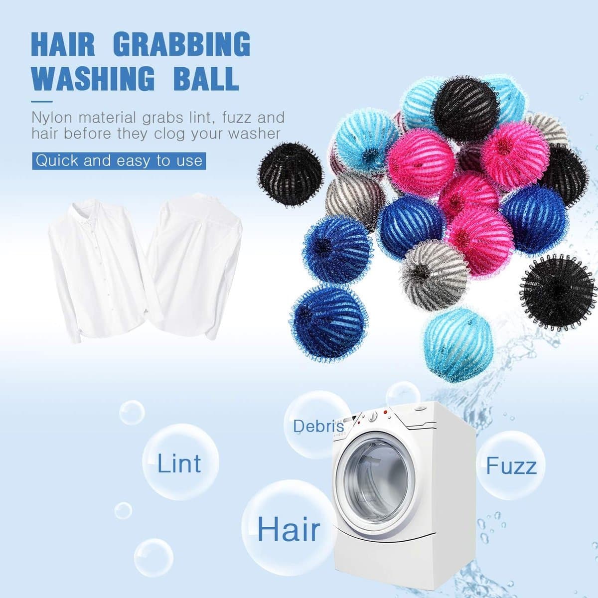 12 Stuks Pluisballen - Huisdierhaar Wasballen - Haarvanger Wasbollen - Wasmachine Huisdierhaarverwijderaar - 6 Kleuren - Ontharing - Verminder Kalkaanslag,Stof en Geuren - Voor Hondenhaar, Dons en Kattenhaar - Voor Wasmachines en Wasdrogers — afbeelding 1
