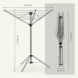 Droogmolen Inklapbaar Aluminium – Weerbestendig Droogrek voor Binnen & Buiten – 4 Niveaus Verstelbaar – Lichtgewicht Wasrek — thumbnail 4