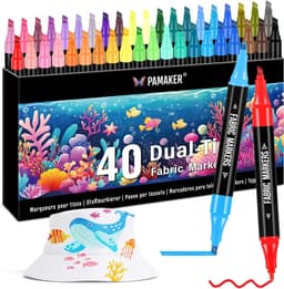 40 stuks textielstiften Dual Tip - wasmachinebestendig en permanent voor T-shirts, stoffen tassen, schoenen en meer - niet giftig, ideaal voor kinderen en volwassenen — thumbnail 1