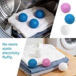 6 stuks drogerballen, wasballen, drogerballen voor wasdroger, donsjacks, drogerballen, drogerballen, wasbal voor wasmachine (blauw, wit, paars) — thumbnail 4