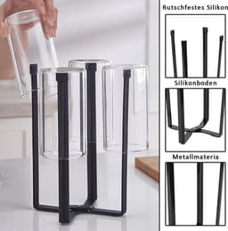 Flessen Droogrek Vouwbaar - Zwart Metaal - Antislip Onderkant - Ruimtebesparend voor Keuken - ShopVlot — thumbnail 2