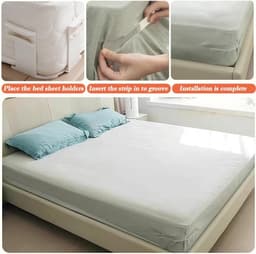 Set van 4 lakenhouders met vergrendelstrips en afneembare clips | Stevige, antislip lakenbevestigingen voor matrasbeschermers, dekens en beddengoed — thumbnail 5