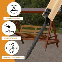 SnelShoppen - Set van 4 Inslaghulzen Schommel Bodemhuls L-vorm Thermisch Verzinkt Staal Paaldragers Grondankers voor Houten Palen Tuin en Speelplaats — thumbnail 2