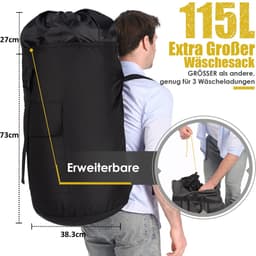Omgoods - XXL Reiswaszak voor Vuile Kleding met Rugbanden — thumbnail 5