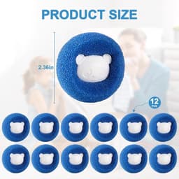 SnelShoppen - Pack van 12 Herbruikbare Haarvangers voor Wasmachine - Dierharen Verwijderen - Geschikt voor Honden en Katten - Efficiënte Pluche Ballen — thumbnail 2