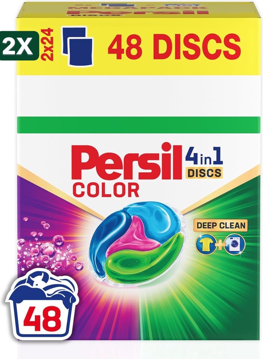 2 x Persil Discs Color Deep Clean - Wascapsules - Gekleurde Was - Voordeelverpakking - 48 Wasbeurten — afbeelding 1