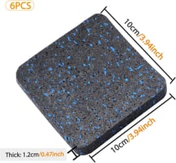 VHV - Trillingsdempers wasmachine - Anti-trillingsvoetjes - Wasmachine mat - Geluidsdempend - Antislip - Schokabsorberend - Voor wasmachine, droger en fitnessapparaten - Set van 6 - 10 x 10cm - Zwart plus blauw — thumbnail 4