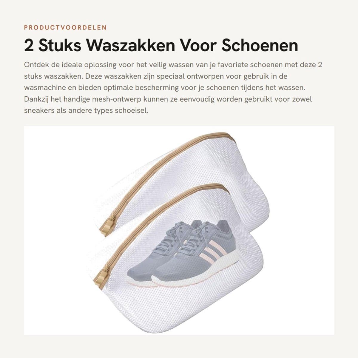 Solidchoice- Waszakken 2 Stuks - Waszakken voor Schoenen - Wasnet met Ritssluiting - Herbruikbaar - Polyester - 24x24x40cm - Schoenenwaszak — afbeelding 1
