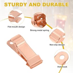 Clips - 30 Stuks - Kleine Klemmen - Mini-metalen klemmen - Knijpertjes - Fotoknijpers - Decoratie - Geschikt voor kleding, foto's, gordijnen, badkamer - 4×1.3cm - Roségoud — thumbnail 3