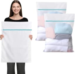 Wasnetjes met ritssluiting - Wit-groen - 60 x 80 cm - Robuust polyester wasnet voor delicate kleding — thumbnail 1