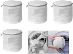 4-stuks Waszak voor bh's - Waszak van mesh - Waszak met honingraatstructuur - Beschermende waszak - Waszak voor de wasmachine - Waszak - 15*17 cm - Geschikt voor ondergoed, nauwsluitende kleding en slips - Wit — thumbnail 1