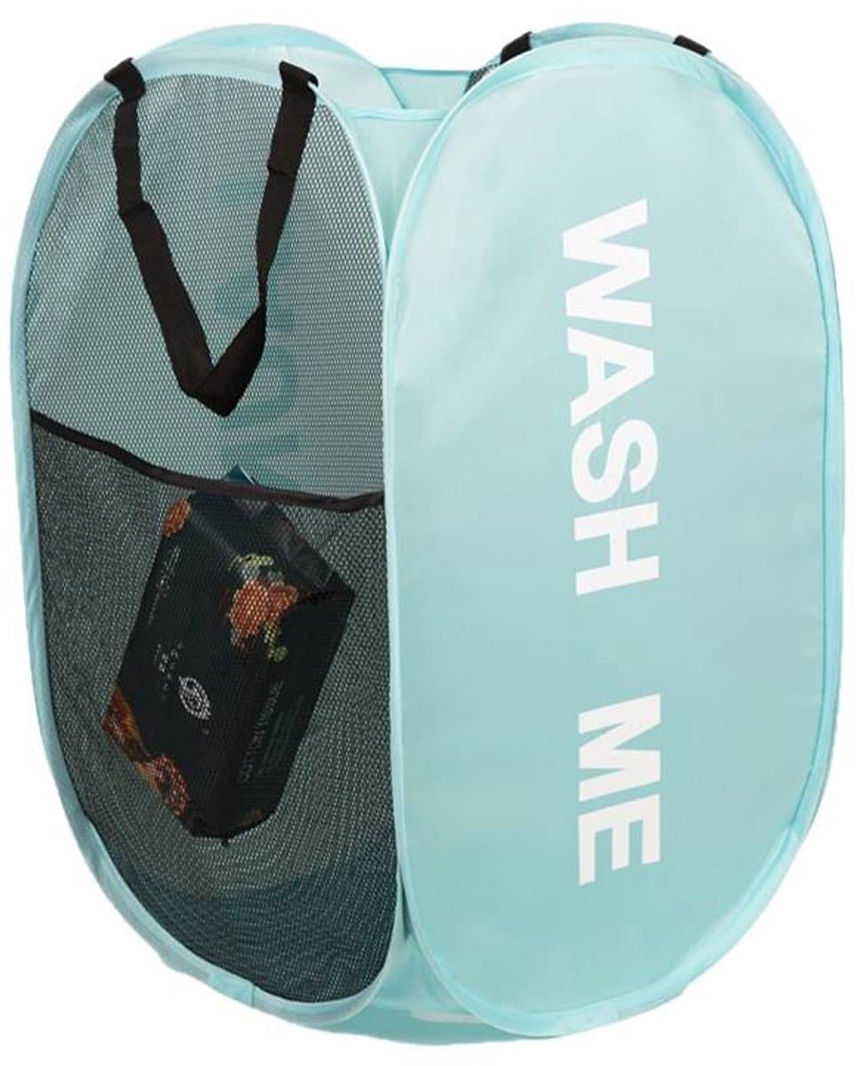Wasmand opvouwbaar - 75L - Ademend polyester mesh - Met handvatten - blauw — afbeelding 1