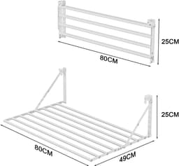 QORA® Wanddroogrek - Wasrek - Droogrek - Wit - 81cm x 6cm x 8cm — thumbnail 2