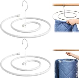 2-stuks Spiraalvormig droogrek voor quilts - Droogrek van roestvrij staal - Spiraalvormige kledinghanger - Droogt kleding snel en neemt weinig ruimte in beslag - 42×15cm - Geschikt voor het drogen van dekbedden, dekens, sjaals, enz - Wit — thumbnail 1