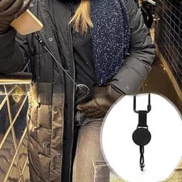 SnelShoppen - Uittrekbare Telefoonbescherming met Carabiner, Diefstalbeveiliging met Stalen Kabel voor Buitenactiviteiten, Winkelen, Fotografie en Dag — thumbnail 3