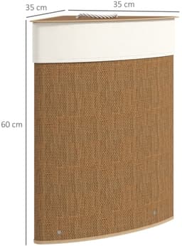 COVREO Wasmand 35x35x60 cm bruin, bamboe met deksel en uitneembare waszak — thumbnail 5