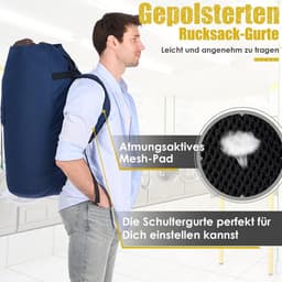 SnelShoppen - Waszak XXL 115 liter voor vuile was, waterdichte opbergzak met 2 gevoerde schouderbanden, opvouwbare kledingtas voor onderweg, plundry b — thumbnail 2
