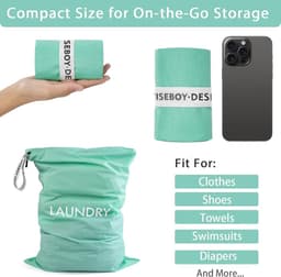 Dailygoods- Reiswaszak Waterdicht - 2 Stuks - Opvouwbaar - Waszakken voor Wasgoed - Praktische Maten 60x45cm/55x35cm - Scheurvast Materiaal - Waszak — thumbnail 3
