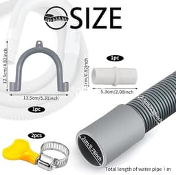 Afvoerslang verleng - Afvoerslang - wasmachineslang - met slangklemmen en afvoerslang verbindingsstuk - voor wasmachine en vaatwasser - Ø20mm - 1 meter — thumbnail 4