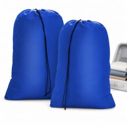 VHV - Waszak Set van 2 - Opvouwbare Waszakken 50 x 60 cm met Trekkoord - Blauw voor Reizen en Studentenkamer — thumbnail 1