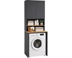 wasmachinekast - 68x188,5x60 cm - antraciet/naturel