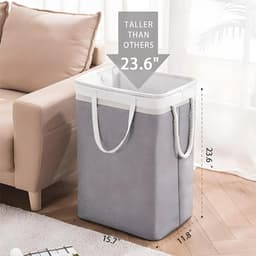 Grote opvouwbare wasmand met afneembare mesh zak en handvatten, ideaal voor vuile was in slaapkamer, badkamer en kinderkamer. — thumbnail 5