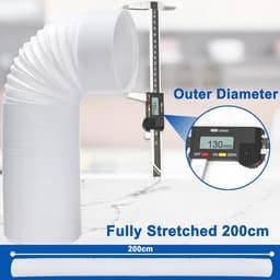 Afvoerslang Airco - Flexibele Slang - Verkoeling Binnen - Opvouwbaar Telescopisch - 2 Meter 130mm - Wit — thumbnail 3
