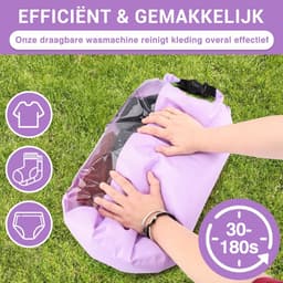 SnelShoppen - Draagbare Waszak Lavendel - Compact en Lichtgewicht Reiswasoplossing voor Kamperen, Backpacken en Onderweg - Ideaal voor Schone Kleding — thumbnail 3
