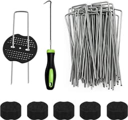 SnelShoppen - 50 Stuks Weed Fleece Haken, Grondankers, Antiroest Gegalvaniseerde Grondankers voor Tuin, Mulch en Kunstgras met Onderlegschijven — thumbnail 1