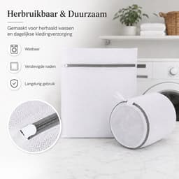 Waszakken Wasmachine - Wasnetjes met Rits - 3 Stuks 40x50 cm - Fijnmazig - Voor Lingerie en Delicate Was - Wit — thumbnail 2