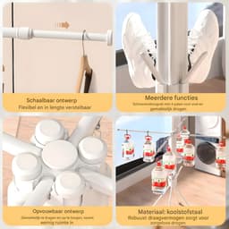 Foldable Clothes Drying Rack - Kunststof en metaal - Grijs - voor Thuis en Professioneel Gebruik — thumbnail 4